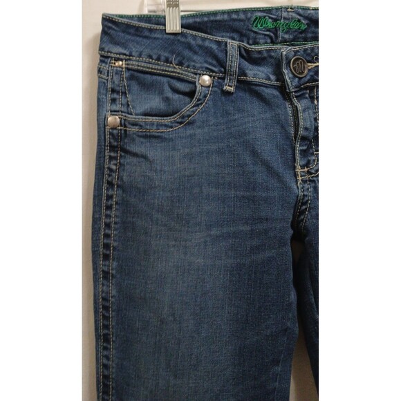 Wrangler Womens Stretch Bootcut Mid-Rise Jeans 07MWZ 9x34 Bling Embroidered Note - Picture 4 of 13